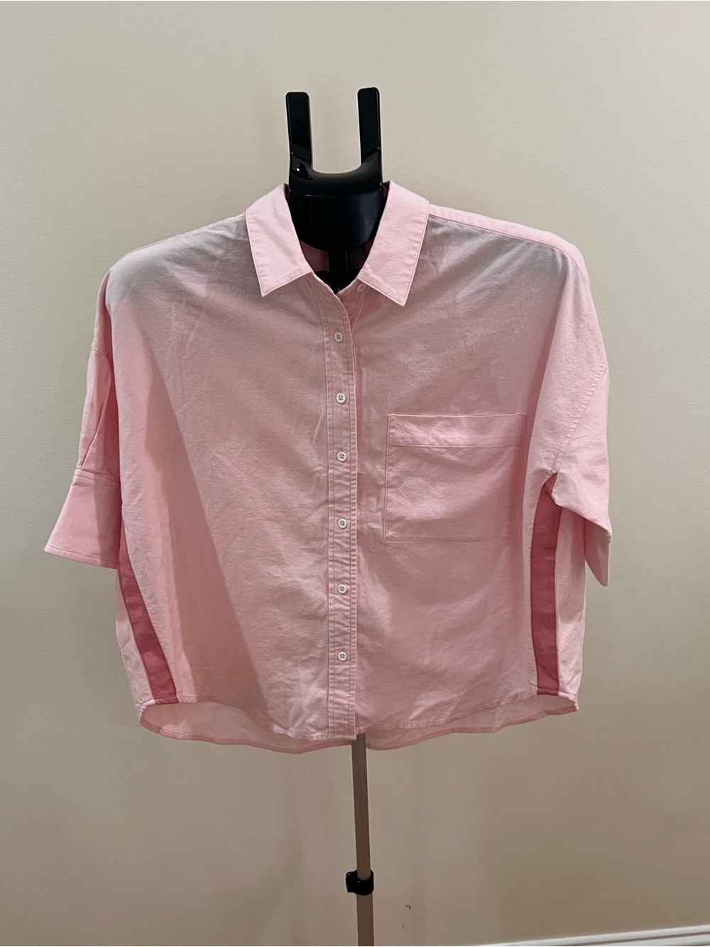 Maeve Boxy OxFord Light Pink Oversized Button-Up Shirt - Picture 6 of 8